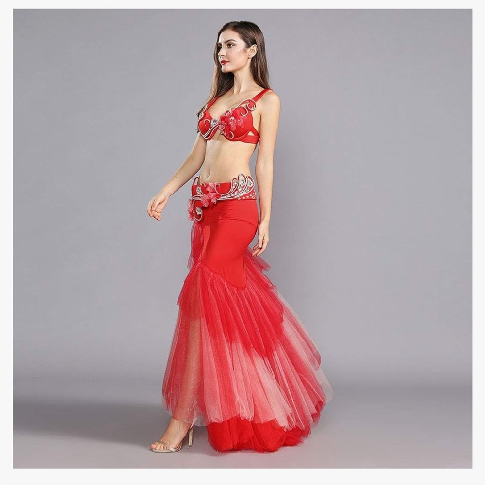 Elegant Red Belly Dance Costume